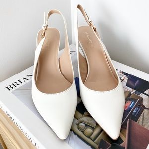 Pointed Toe Slingback Pumps in White